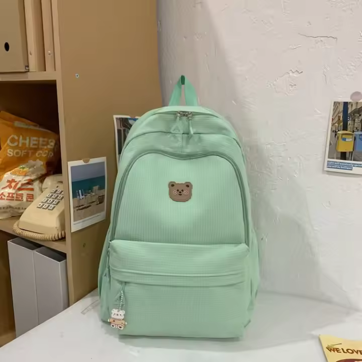 Mochila Amarillo Gran Capacidad Material de Nylon Para Estudiantes de Secundaria Fresco y Dulce - 1