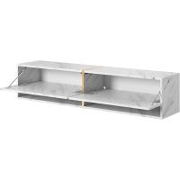 TV Suspendido con 2 Puertas 2 Cajones Mesa De TV para Salón Dormitorio 140 cm Mármol Blanco con Inserción Dorada Mirrgo - details 2