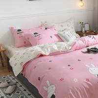Cubierta de Edredón Moderna y Sencilla con Diseño de Flores a Cuadros para Cama Doble Tamaño King en Color Rosa - details 5