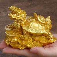 1 estatua de resina de oro/bronce Feng Shui, dragón, tortuga, moneda, riqueza, decoración de escritorio para el hogar, joyería Animal - details 4