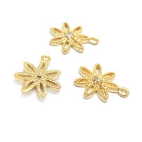 Colgantes de latón y circonita de Color dorado de 18K, varios dijes de flores, joyería artesanal de alta calidad, accesorios para collar y pendientes - details 32