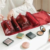 Bolsa de cosméticos 4 Uds en 1 para mujer, bolsa de cosméticos separable de malla con cremallera, bolsa de nailon plegable para mujer, bolsa de almacenamiento de brochas de maquillaje de cuerda - details 1