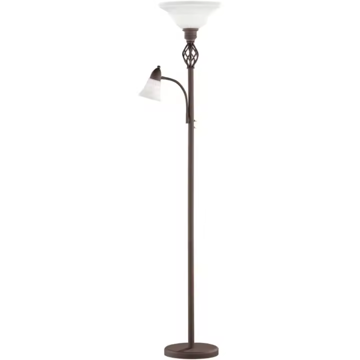 Lámpara de pie con brazo lector, 100W, IP20, 400 lúmenes, E27, color oxido - 1