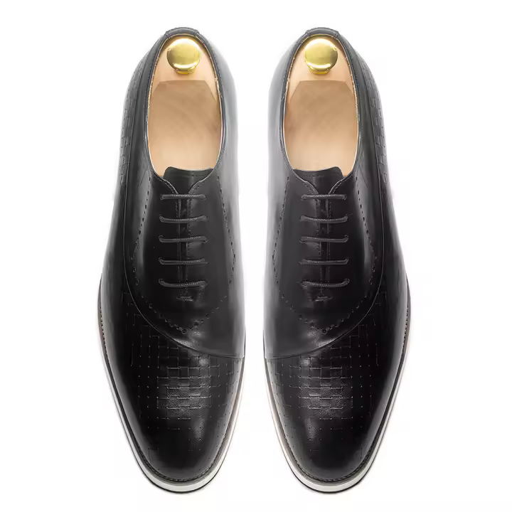 Zapatos Oxford de gran tamaño de cuero, zapatos de hombre hechos a mano a juego de colores de moda. - 1