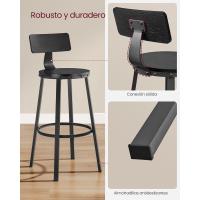 Taburetes de Bar Altos con Resalón Juego de 2, Acero, Montaje Fácil, Industrial, Marrón Rústico y Negro LBC026B01V1 - details 14