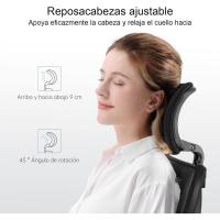 Silla de escritorio para computadora con reposacabezas ajustable y soporte lumbar, respaldo alto, silla ejecutiva giratoria para oficina en casa (azul claro) - details 16