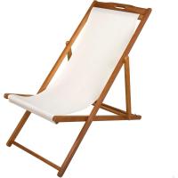 Tumbona de madera para jardín, acacia, medidas 59x106x94 cm, asiento beige, respaldo reclinable, 3 posiciones, Mecedora jardín exterior, Mueble terraza - details 0