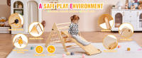 SucceBuy Juego de triángulos Pikler, juguetes de escalada Montessori para niños pequeños de 1 a 3 años, patio interior de madera con triángulo y rampa - details 3