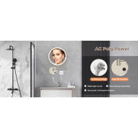 Rocollos Maquillaje iluminado montado en la pared enchufable de 8 pulgadas, aumento 1X/10X, tocador de baño LED de doble cara, regulable en 3 - details 1