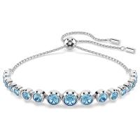 Swaroski-pulsera de cristal de Plata de Ley 925, pulsera de cadena de tenis con circonita cúbica azul, regalo de joyería ajustable para mujer ﻿ ﻿ ﻿ ﻿ - details 0