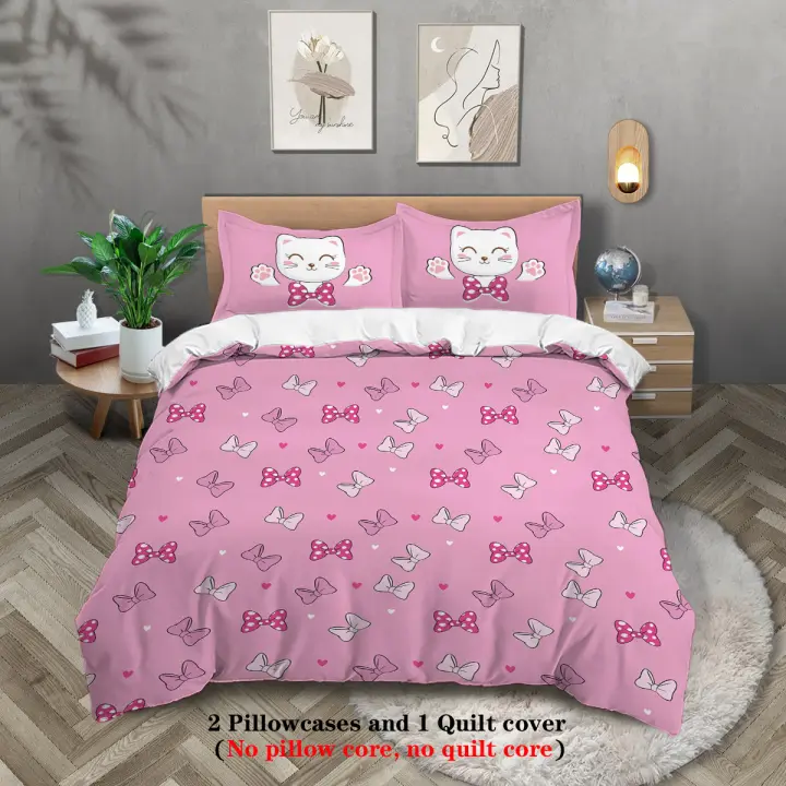 Juego de Rieves Suave y Cómodo con Estampado de Gato 3pcs Cubierta de Edredón, Fundas de Almohada - 1