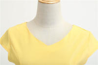 Women summer vintage with belt short sleeve v neck elegant retro swing party dresses - details 13