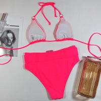 Bikini con Push-up para mujer, traje de baño Sexy con volantes, conjunto de Bikini unicolor, ropa de baño para mujer, Bikini con cuello de pico, ropa de baño para mujer 2023 - details 7