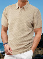 Hombre verano slim transpirable transpiración suelta casual color sólido jacquard hombre manga corta Polo - details 1