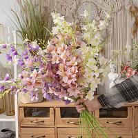 Vintage 2 tenedores flor de orquídea Artificial DIY 85cm flor de seda falsa orquídea flores falsas rama decoración de mesa - details 7