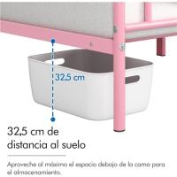Cama Individual con Espacio Bajo Marco Metal Altura 32 cm Cama Individual con Cabecera para Colchón de 90 x 190 cm Blanco - details 96