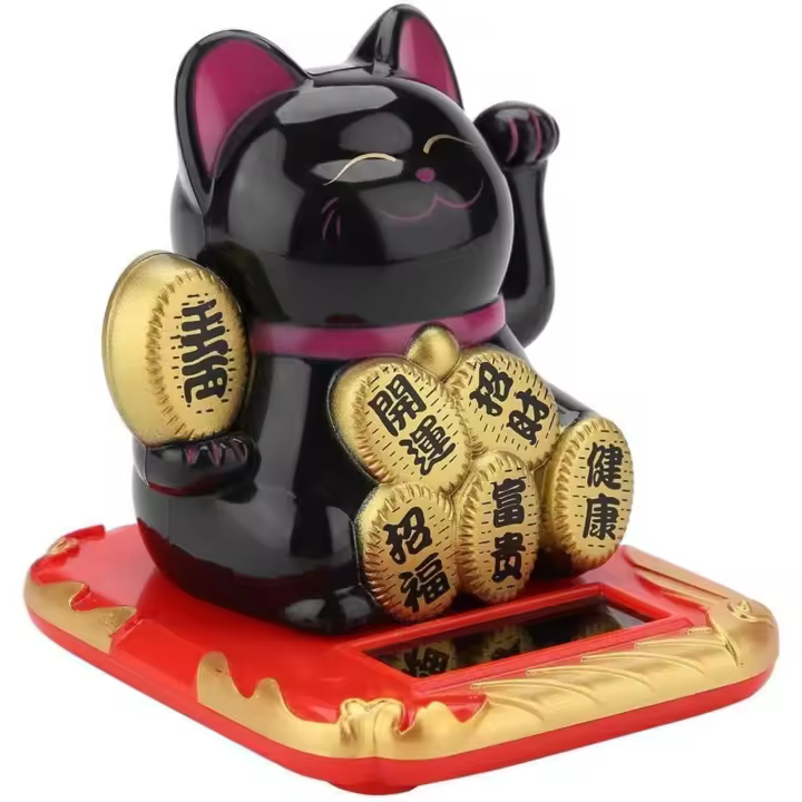 Gato de la Fortuna Decoración de Coche con Energía Solar y Brazo Ondulado - 1
