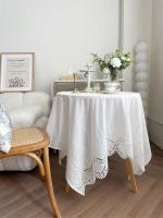 Mantel de algodón puro bordado floral Ense blanco francés, utilizado para decoración de bodas, mantel lujoso - details 1