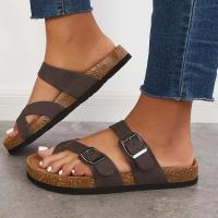 Women Toe Loop Buckle Strap Flat Slippers Open Toe Non-slip Slip On Slides Casual Indoor & Outdoor Shoes - details 1