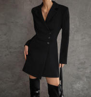Vestido negro estilo traje diseño de viaje sentido elegante falda corta de moda para mujer - details 4