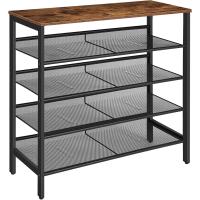 Zapatero, Zapatero de 6 Niveles, Estantería para Zapatos, Estantes de Malla Ajustables, para Entrada, Pasillo, Dormitorio, Estructura Metálica, Marrón Rústico y Negro - details 23