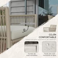 4 Piezas Muebles de Terraza con 1 Sofá de 2 Plazas, 2 Sillones con Cojines y 1 Mesa de Centro de Vidrio para Patio - details 5