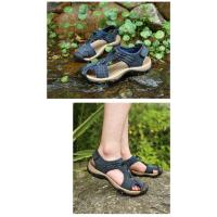 Sandalias cómodas de verano para hombre, zapatos informales de playa y exterior, antideslizantes, de tacón plano, de cuero - details 15