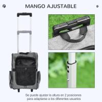 PawHut-carrito de transporte para mascotas, mochila de viaje 2 en 1 con 2 ruedas para perros y gatos, mango retráctil, 42x25x55 cm, color gris - details 3