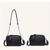 Elegante Bolso Cruzado de Cuero Genuino Cierre de Cremallera, Correa Ajustable, Borde Pintado - details 3