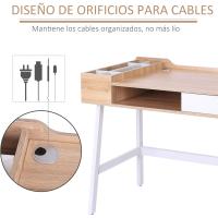 Mesa de Ordenador PC 137x55x92 cm Escritorio con Estantería de 3 Estantes 2 Cajones y Soporte para Impresora para Oficina Estudio Despacho Blanco y Roble - details 13