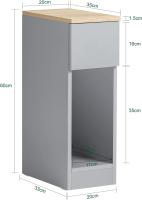Auxiliares para Salón Mesilla de Noche Estrecha para Dormitorio con 1 Cajón y 1 Compartimento Abierto Blanco y Madera 20 x 35 x 60 cm FBT111-WNx2 ES - details 38
