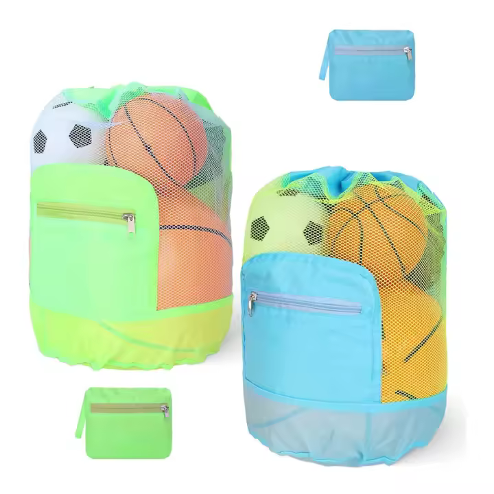 Bolsas de playa grandes de malla con 2 piezas, mochila de playa con cordón, bolsa grande de conchas marinas, bolsas de almacenamiento de juguetes para piscina, doble ajustable - 1