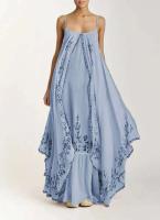 Vestido de Verano sin Correas de Moda para Mujeres Talla Grande, Estampado, Vestido Suelto, Falda Larga, Tela de Poliéster Lavable en Máquina - details 1