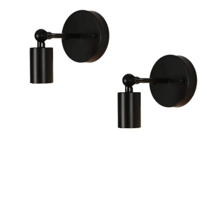 Goeco Aplicaciones de Pared Negra Vintage 2pcs 10*10*21CM Lámparas de Pared Giratorias E27 (No Incluido) Productos Peligrosos - 1