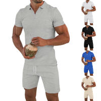 Verano de los hombres nuevo conjunto de pantalones cortos de manga corta Conjunto de manga corta Polo con cremallera de solapa para hombres europeos y americanos - details 14