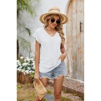 BUNO-2025 Camisetas para mujer de manga larga de algodón para mujer, camisetas con manga casquillo y cuello en V, camiseta informal holgada de manga larga de algodón para mujer - details 39