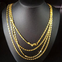 Collar de cadena plana elegante chapado en oro de 14K, 2MM, 16-30 ", regalo de moda versátil, elegante y perfecto - details 0