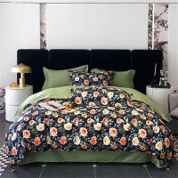 Svetanya Juego de Ropa de Cama con Diseño Floral Pastoral en Amarillo y Morado Tamaño Queen y King Algodón Egipcio Ajustable - details 30