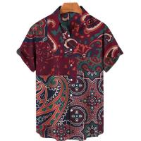 Camisa hawaiana de manga corta holgada informal para hombre, transpirable, estampado retro 3D, ropa de playa, verano, 2023 - details 1