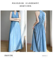 Vestido Largo de Crepé de Melocotón en Flor para Mujer verano 2025 Cuello en Capucha, Acolchado y Adelgazante Diseño Moda de Verano - details 11