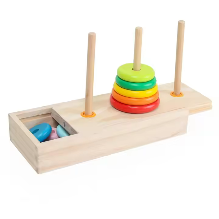 Rompecabezas de madera clásico para niños, torre de apilamiento, juguetes educativos templarios, juguetes - 1