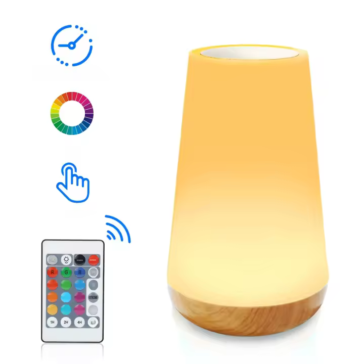 Lámpara de noche LED RGB con Control remoto y táctil color cambiante portátil para mesa o cámara recargable por USB - 1