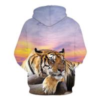 Sudadera con capucha informal para hombres y niños, con impresión digital 3D de tigre arcoíris, nueva - details 1