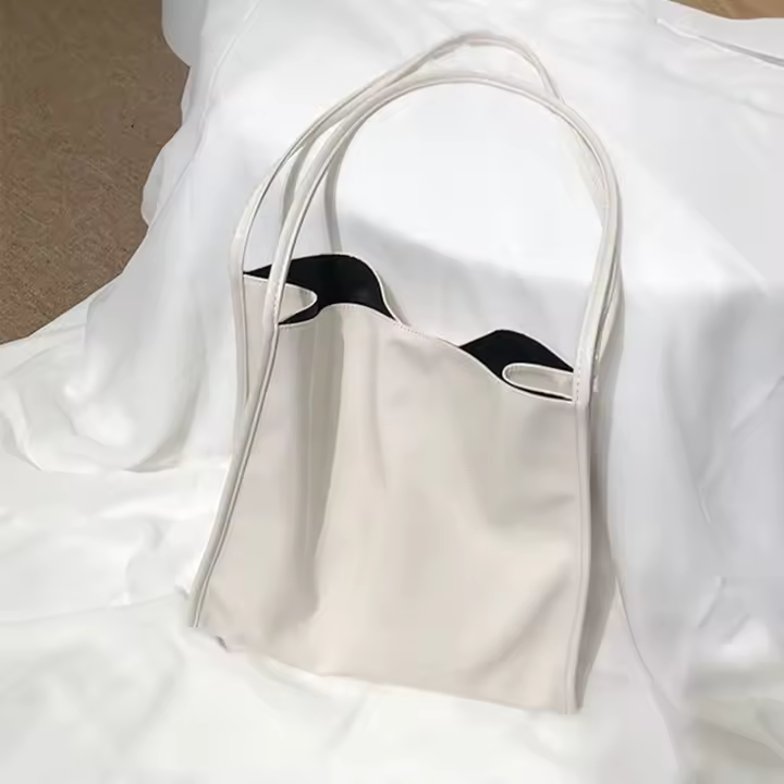Bolso de lujo simple del hombro de Sharo del color sólido de las mujeres, bolso de compras casual de VIE, bolso - 1