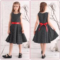 Vestido retro para niña, vestido vintage de princesa de verano sin mangas con lunares de algodón ligero y romántico floral de los años 50 para fiesta y boda Daliy - details 15