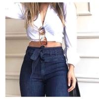 Pantalones acampanados de cintura alta con cordones y efecto levanta glúteos para mujer - details 3