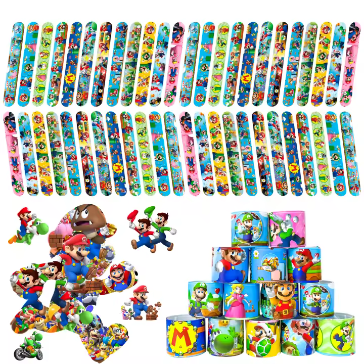 Pulseras de Mario Super 40pcs Papel Ideal para Fiestas de Cumpleaños Decoraciones de Fiesta DIY - 1