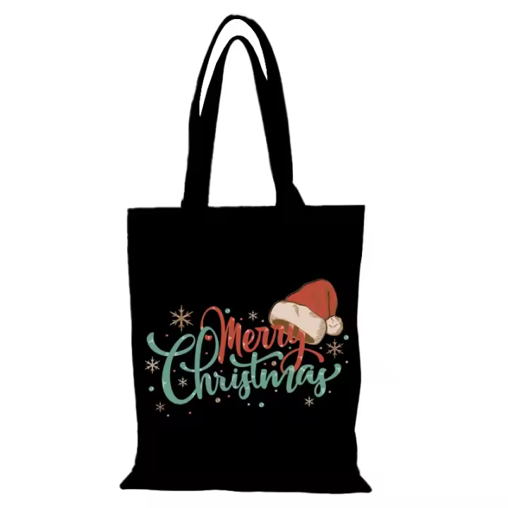 Feliz Navidad el bolso de mano mujer regalo de Año Nuevo bolsas de tela de dibujos animados Sac De Courses bolso de hombro de mujer Eco Shopper bolsos hombre - 1