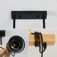 Goeco-Lámpara de Techo Colgante Vintage, Lámpara de Hierro y Madera de Estilo Retro con 3 Bases para Bombilla E27(SIN BOMBILLA), Luz Colgante con Cable Ajustable para Iluminación Decorativa de Dormitorio, Salón, Cafetería Sala de estar, Máx 60W, 220V - details 3