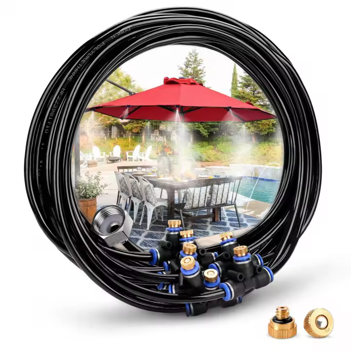 Kit de sistema de enfriamiento por nebulización para exteriores, sistema de riego por anillo de agua para invernadero, jardín, Patio, línea Mister, aspersores de jardín, 6M - 1
